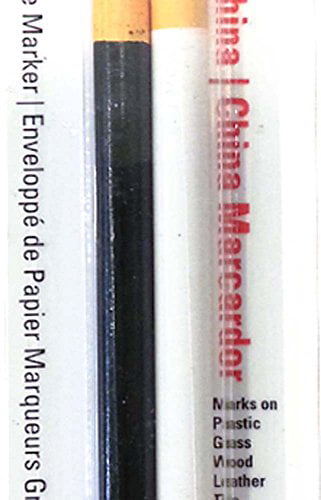 General Pencil 1240ABP China Marker Multi Purpose Grease Pencil 2-Pack Black/White 