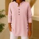 thumbnail image 2 of Camisas de Manga Larga Casual de las Mujeres Cuello en V Color Sólido Blusas de Ajuste Suelto Suave Poliéster Spandex Primavera Otoño Tops de Trabajo, 2 of 6