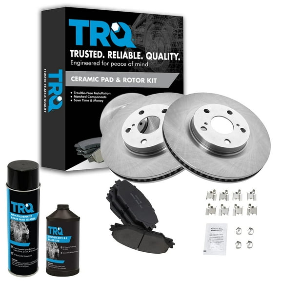 TRQ Front Ceramic Brake Pad Kit & Rotor Pair Kit w/Chemicals BKA16611 Fits select: 2006-2012 TOYOTA RAV4, 2013-2017 TOYOTA RAV4 XLE