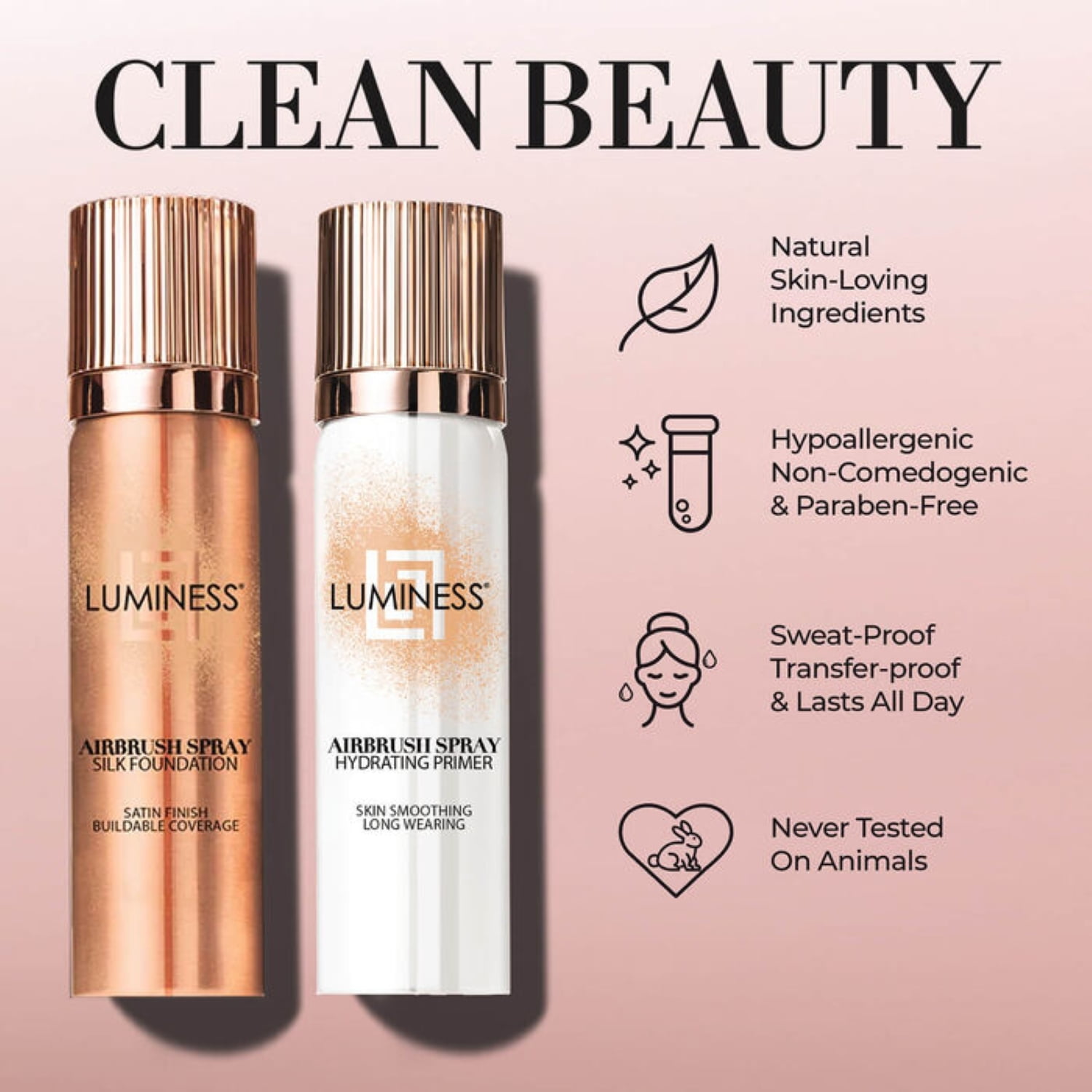 LUMINESS Silk Airbrush Spray Foundation 3-PC Kit - Foundation, Primer & Dual-Sided Makeup Brush - Buildable Coverage, Anti-Aging Formula, Hydrates & Moisturizes, 1 fl oz, Light Medium