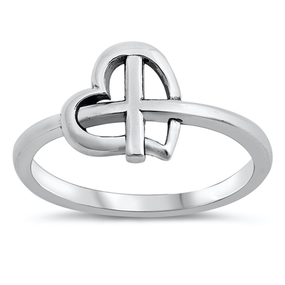  925 Sterling Silver True Love Waits Ring Purity Cross