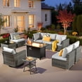 thumbnail image 6 of Vcatnet Patio Furniture Sets with Fire Pit 10 Pieces Sectional Sofa All Weather Wicker Outdoor Conversation Set with Swivel Glider Chair and Coffee Table, Gray, 6 of 10