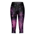 thumbnail image 4 of YDFCWXW Women's Cute Halloween Pumpkin Printed Tummy Control Elastic Waist Yoga Pants Workout Capri Leggings for Women Light Purple, XL, 4 of 5