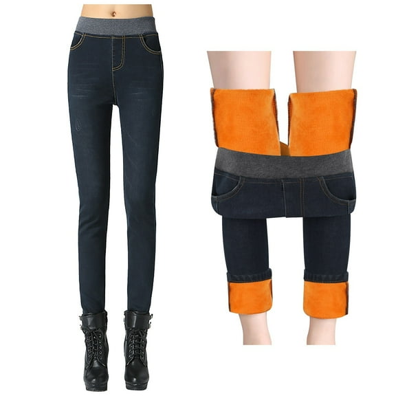 Outfmvch Fleece Lined Jeans Women Baggy Jeans High Waisted Jeans for Women Capri Jeans for Women Butt Lifting Jeans for Women Jeans Women Wide Leg Jeans Black M