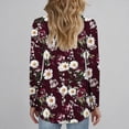 thumbnail image 4 of Amzcrzy Womens Basic Tops Floral Long Sleeve Shirts Business Casual Tunic Tops Pleat Boat Neck Work Blouse S-3XL, 4 of 6