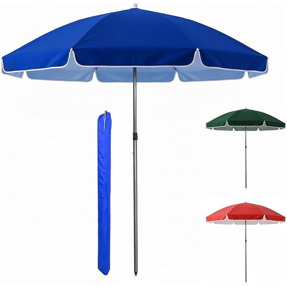 Sombrilla Para Playa Con Base Jardin Patio Alberca Exteriores Plegable 2X1.95 Metros Acero Reforzada Inclinación Manivela Ajustable Ideal Para Potegerte Del Sol AZUL