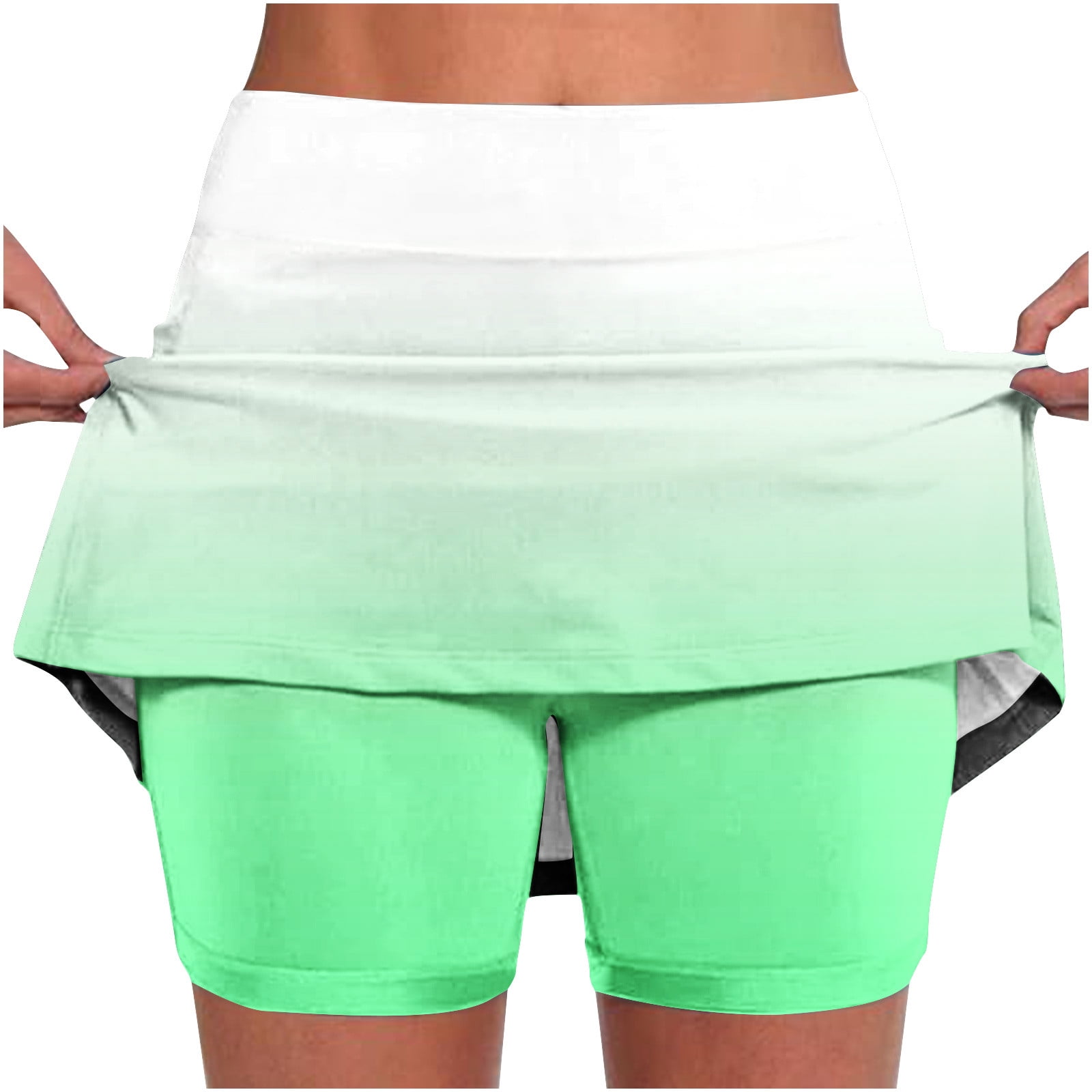 Jamicy Shorts de Plage pour Femmes Cadeau pour Femmes Jupe Courte  Décontractée Couleur Unie Jupe de Sport Tennis Dégradé Double Couche Été