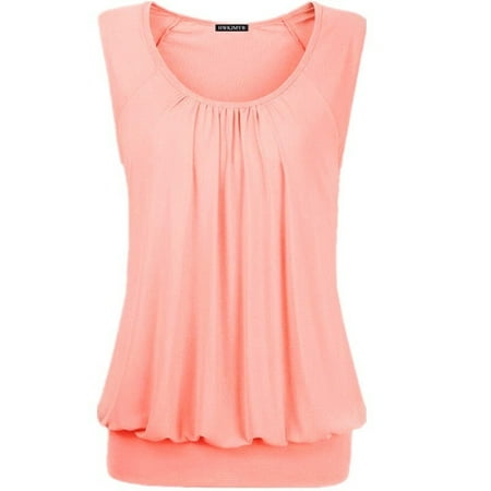 Summer Women Sexy Solid Color O-neck Sleeveless Tops Loose Pleated Cotton Blouse Plus Size T Shirt Fashion Casual Tank (Best Summer Wear For Plus Size)