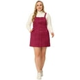 thumbnail image 3 of GRACE & GRANDEUR Robe Salopette en Suède pour Femme Grande Taille, Jupe à Bretelles, Taille Haute, Ligne A, 2X, Rouge Foncé, 3 of 5