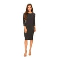 thumbnail image 6 of Women Cocktail Bodycon Dress Casual Party 3/4 Long Sleeve Stretch Pencil Black M, 6 of 7