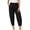 Black, variant on High Waist Capri Pants for Women Elastic Cuff Capri Pant Button Solid Chino Cropped Pants with Pocket Daily Wear Work Travel Outdoor Activities