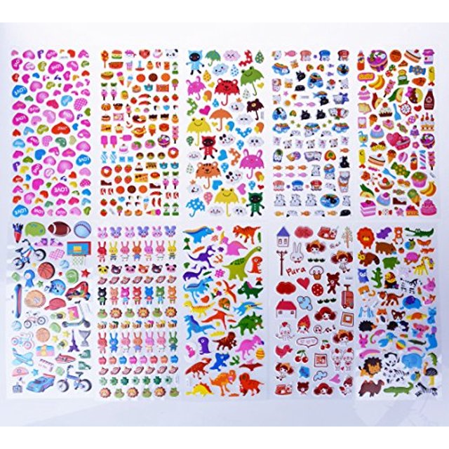 Pegatinas para niños SWARKOL 1500+ 20 hojas diferentes 3D