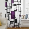 thumbnail image 6 of Purple Geometric Sheer Curtains 63 Inches Long, Black Grey Abstract Striped Modern Art Light Filering Curtains, Breathable Simi Curtain Privacy Drapes for Living Room Bedroom Window Treatment, 6 of 9