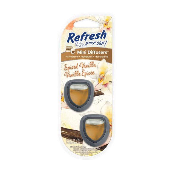 Refresh Your Car! Diffuser Air Freshener (Spiced Vanilla Scent, 2 Pack), Air Freshener (Spiced Vanilla Scent 2 Pack)