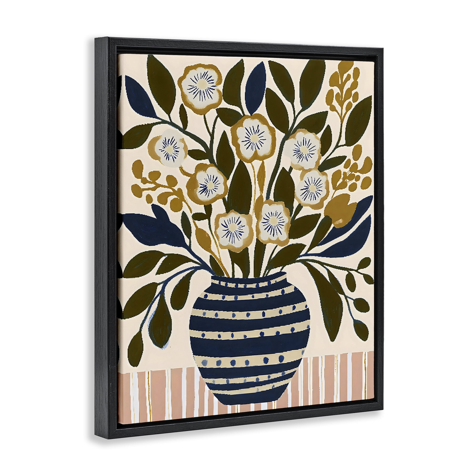 Stupell Industries Wild Bloom Boho Arrangement Black Framed Floater Canvas Wall Art, design by Creative Studio