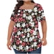 thumbnail image 2 of Fiudx Ofertas Flash Del Día Top Holgado de Manga Corta Plisado con Cuello Extragrande Estampado para Mujer L-5Xl, 2 of 4