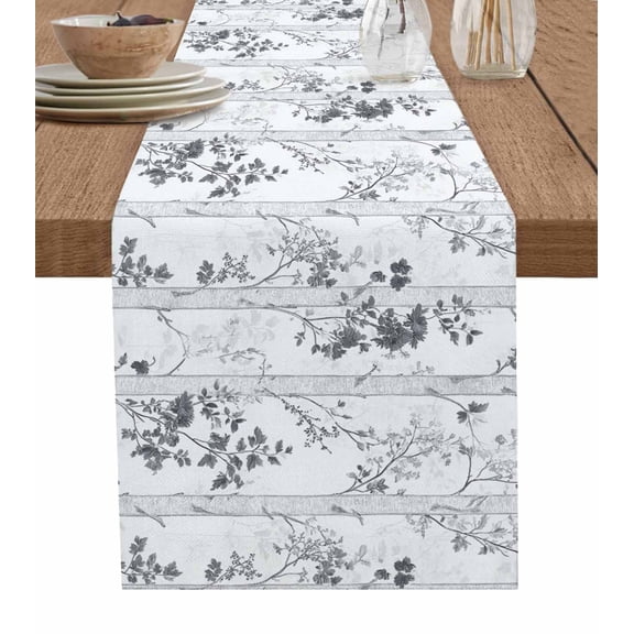Grey Branches Forest Table Runner 108 Inches, Vintage Watercolor Tree Bed Runner Dresser Scarves Tabletop for Indoor Outdoor Parties/Ceremony/Banquet, 13"x 108"