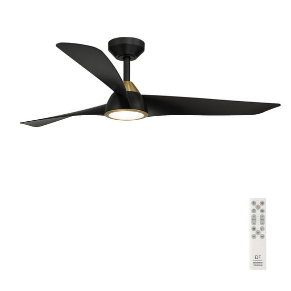 Hermosa 52 in. Indoor/Covered Outdoor Matte Black Modern Ceiling Fan with Integrated 5CCT LED with Remote Control