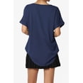 thumbnail image 2 of Women's Lightweight Woven Dolman Short Sleeve Boat Neck Relaxed Blouse Basic Top, 2 of 7