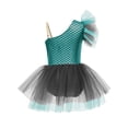 thumbnail image 6 of Raenseen Girls Mermaid Fish Scales Print Tutu Ballet Dance Performance Dress Mint Green 14, 6 of 7