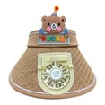thumbnail image 3 of Xfvqtps Sun Visor Hat with Fan for Boys and Girls Straw Hat with Built in USB Charging Fan Cute Bear Decor Large Brim Empty Top Sun Protection Travel Beach Summer Fan Hat for 3-8 Years Khaki, 3 of 6