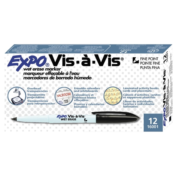 Expo Vis A Vis Wet Erase Overhead Projection Marker Fine Point Available In Multiple Colors Pack Of 12 Walmart Com Walmart Com