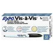 Expo Vis-A-Vis Wet-Erase Overhead Projection Fine Point Markers, Black, 12 Count