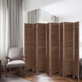 thumbnail image 3 of Jaxpety 67" High 8 Panel Louvered Wood Room Divider Folding Privacy Screen Wall Partition, Brown, 3 of 8