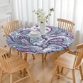 thumbnail image 3 of Elastic Edge Round Table Cover in Boho Floral Design, 44 Inch Diameter Fits 38-42 Inch Tables, Stain Resistant Material, 3 of 7