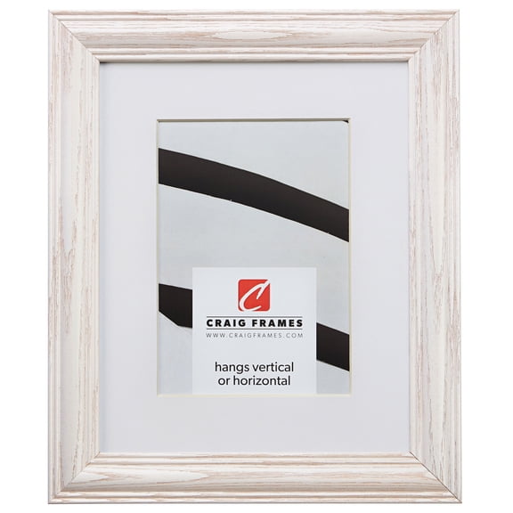 Craig Frames Wiltshire 440, 12x36 inch Whitewash Picture Frame Matted for an 8x32 Photo