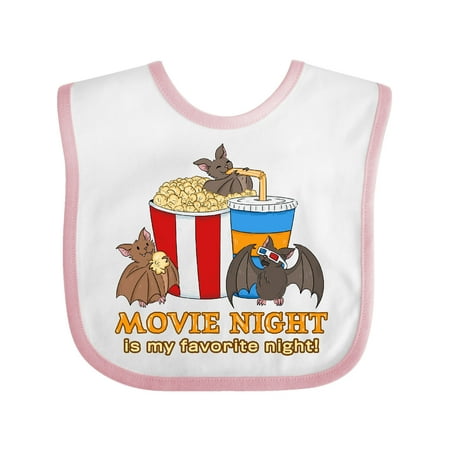 

Inktastic Movie Night Is My Favorite Night Bats with Popcorn and Soda Gift Baby Boy or Baby Girl Bib