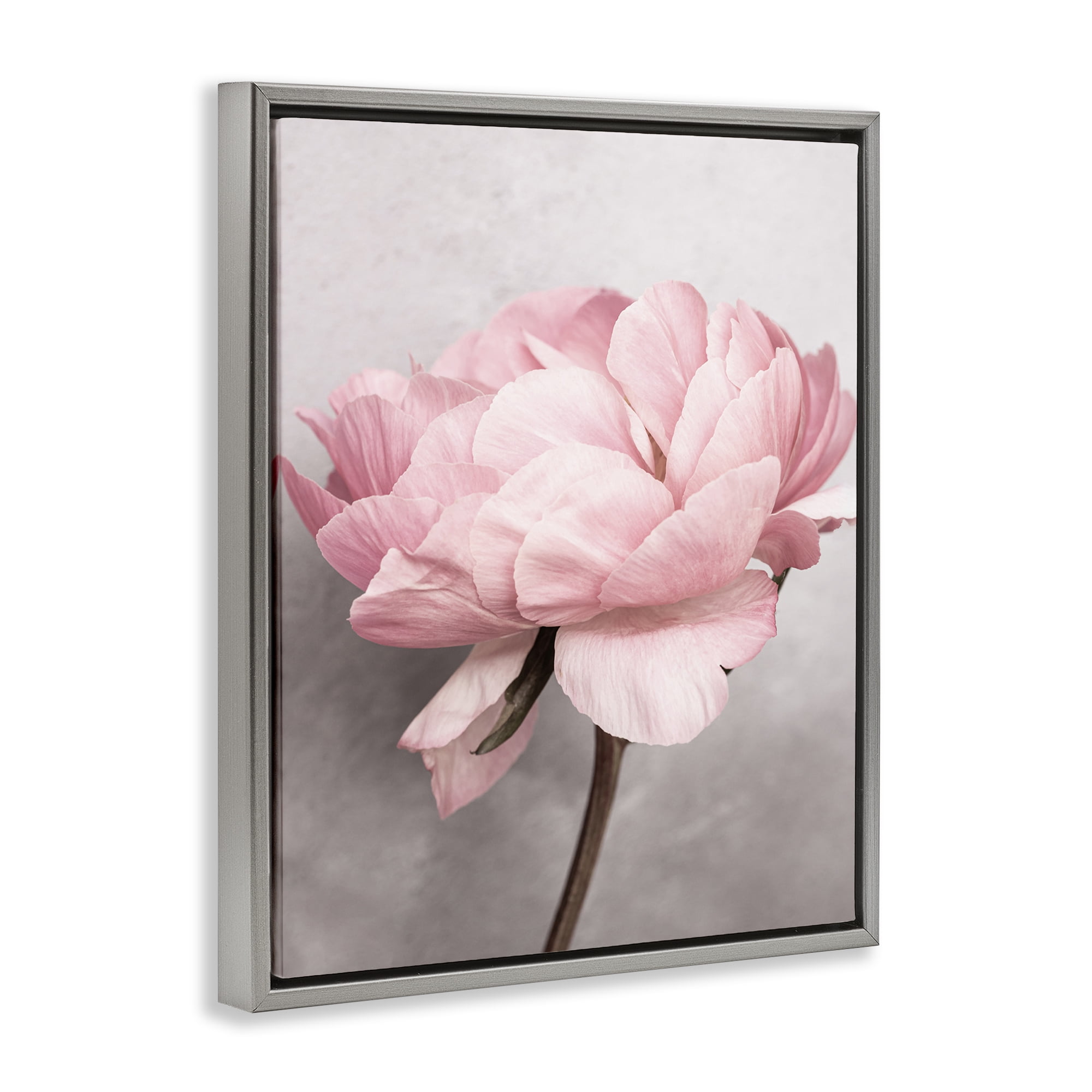 Stupell Industries Blooming Vintage Peony Plants & Flowers Painting Gray Floater Framed Canvas Art Print Wall Art, 25 x 31