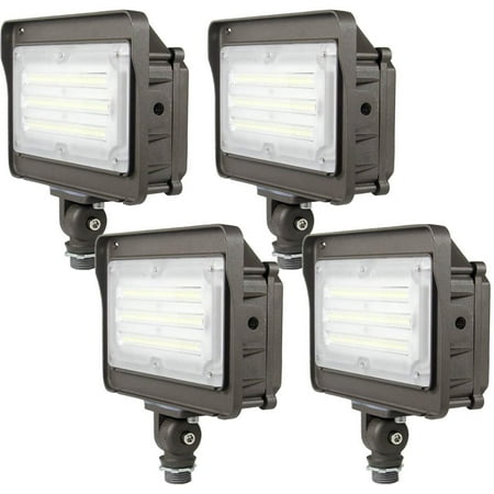 

LED Flood Light 50W Dusk-to-Dawn Photocell 5000K 6500lm 100-277Vac 180-degree Adjustable Knuckle Waterproof Outdoor Security Lighting Fixtures ETL Listed (4-Pack)