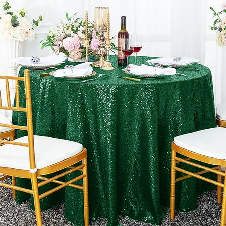 

Wedding Linens Inc. 120 Round Sequin Glitz Taffeta Tablecloth - Hunter Green/Holly Green
