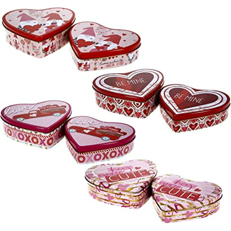 Valentine's Heart Shaped Tin Container Red with Mini Hearts - Spritz™
