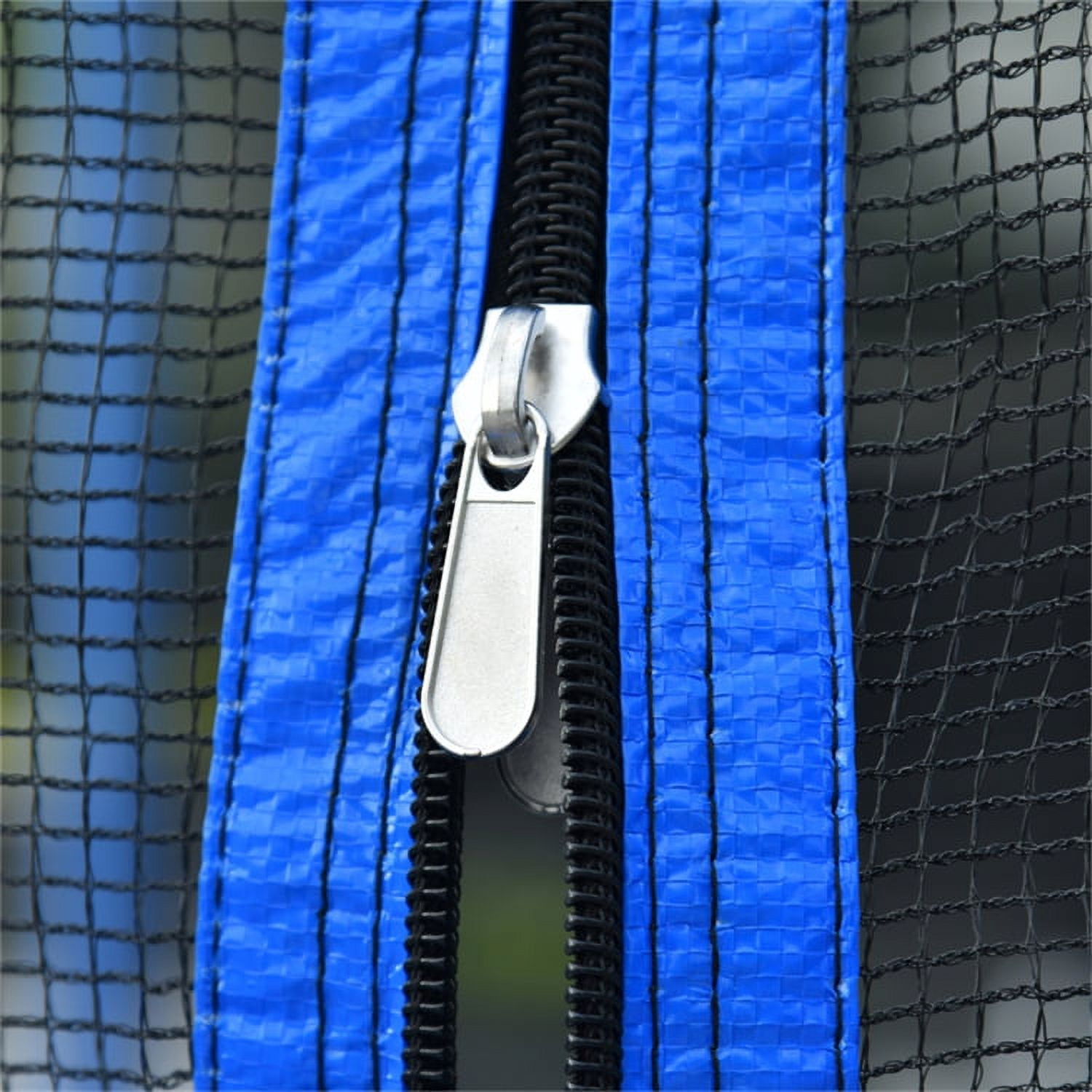14 FT Trampoline for Kids Adults, Round Trampoline with Safety Enclosure Net, Basketball Hoop and Ladder, Recreational Trampoline for Family Outdoor Activities, Blue