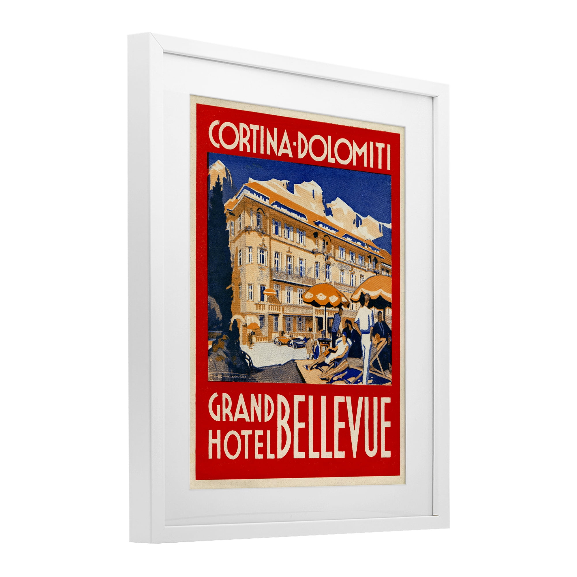 Stupell Industries Grand Hotel Bellevue Vintage White Framed Print Under Glass, design by Print Collection