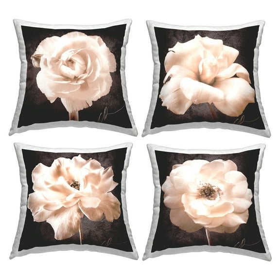 Stupell Industries Dark Blooming Roses Decorative Printed Throw Pillow, 18 x 18