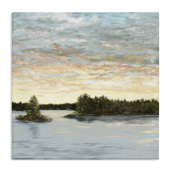 Stupell Industries Transitional Abstract Lake Islands Canvas Art, 17 x 17, by Julie DeRice