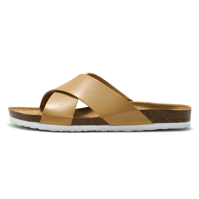 Men's Cork Sandals Cross Strap Comfortable Beach Slides
