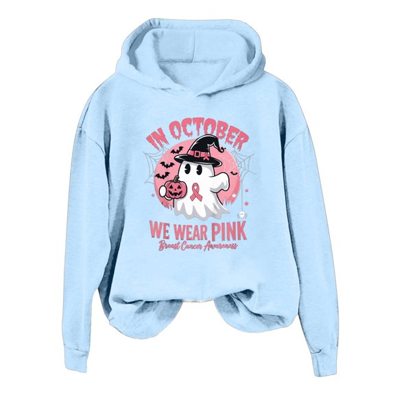 Women's Hoodies Sweatshirts Cancer Awareness Shirt for Women Halloween October Wear Sweatshirt Blue L