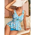 thumbnail image 4 of Charmo Tankini à Col en V pour Femmes Épaules à Volants Floral Bretelles Réglables Maillots de Bain Deux Pièces, 4 of 6