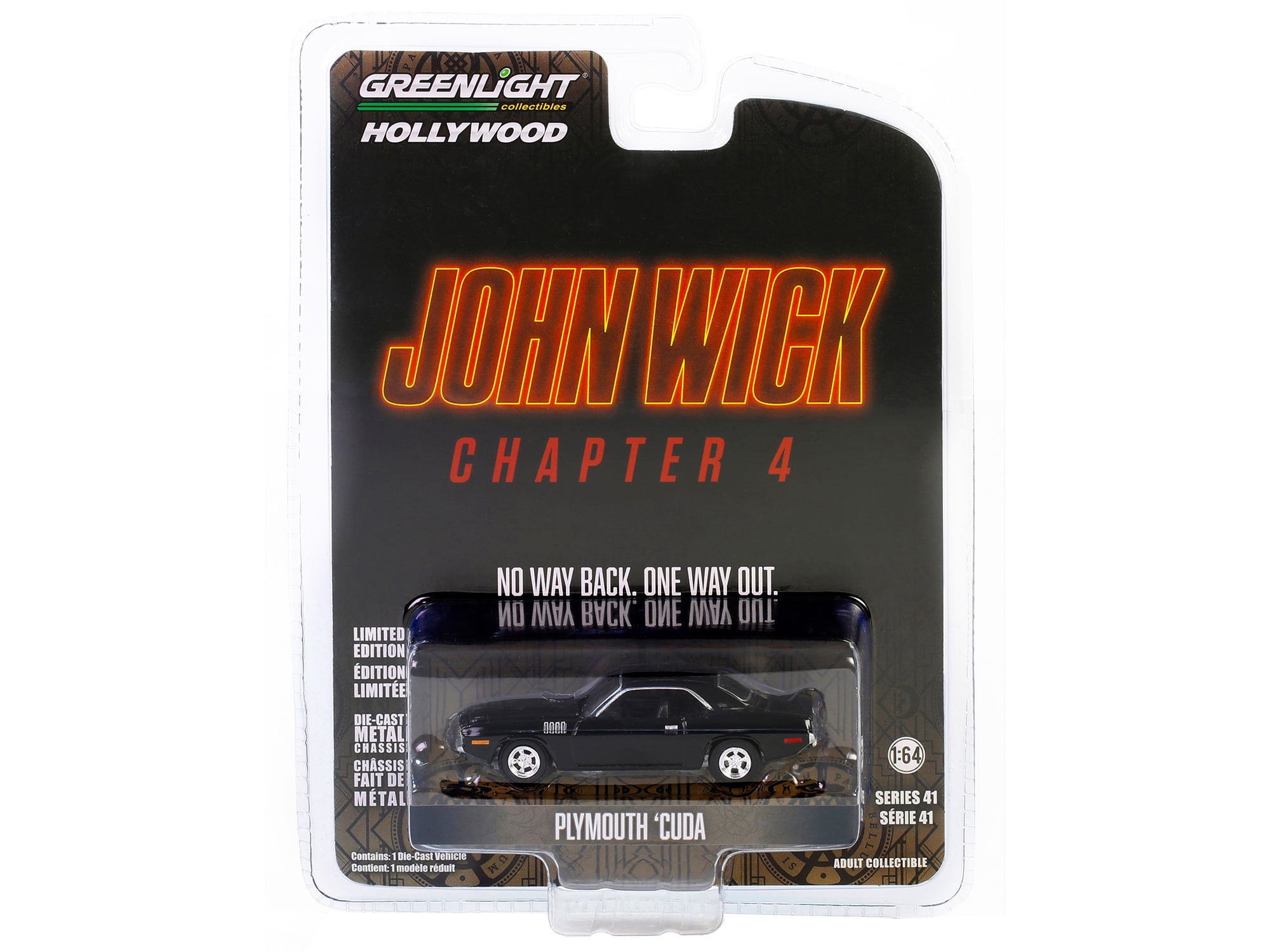 Plymouth Barracuda Nera 1/64 Di GreenLight - John Wick 4 (2023) Serie Hollywood, Limited Edition