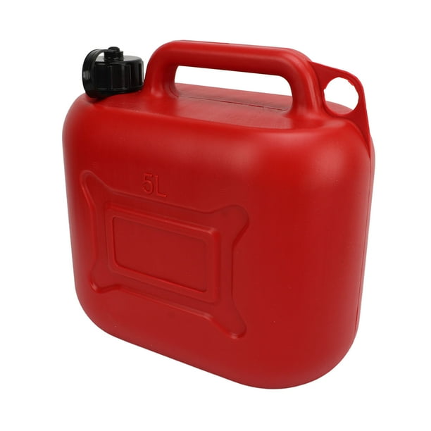 Bidón de gasolina de 5 l y 1,3 galones, ABS, antifugas, color rojo, portátil, con tubo de salida de 27 cm