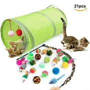 21 Pcs Cat Toys for Indoor Cats Collapsible Cat Tunnel Interactive Feather Teaser Wand Ball Toy for Kitten Cats
