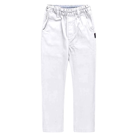 SonxaHe School Pants for Big Boy Straight Leg Stretch Waist Chino Pants Kids Formal Outdoor Spring Trousers White Size 8-9 Y