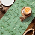 thumbnail image 3 of Green Geometric Table Runner - 70 Inch Long Ombre Modern Abstract Art Cotton and Linen Blended Dress Scarves Farmhouse Table Runner for Kitchen Dining, Coffee Table, 13" x 70", 3 of 8