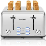 Toaster 4 Slice Wide Slot Stainless Steel Toasters with Bagel, Reheat, Cancel, Defrost Function, 6 Shade Settings, Removable Crumb Tray, 1550W,