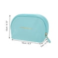 thumbnail image 2 of Unique Bargains 1 Pc Semicircular Drawstring Makeup Bag for Vacation Business Travel PU Blue, 2 of 6