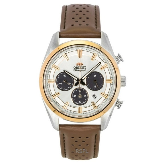 Orient Contemporary Chronograph Leather Strap White Dial Quartz RA-TX0306S Men's Watch